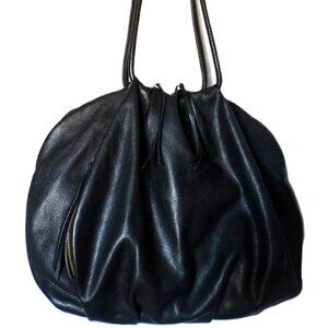 Hobo black soft pleated leather shoulder bag satchel